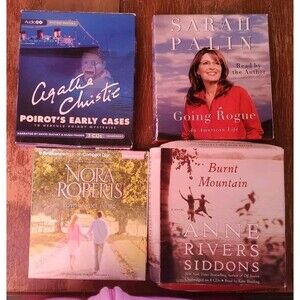 Audiobooks -Romance/Roberts/Siddons-Suspense/Christie-Politics/Palin -Lot of 4